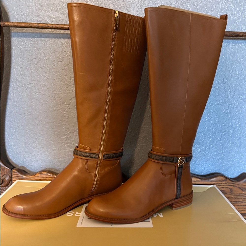 Elegant Brown Leather Knee-High Boots